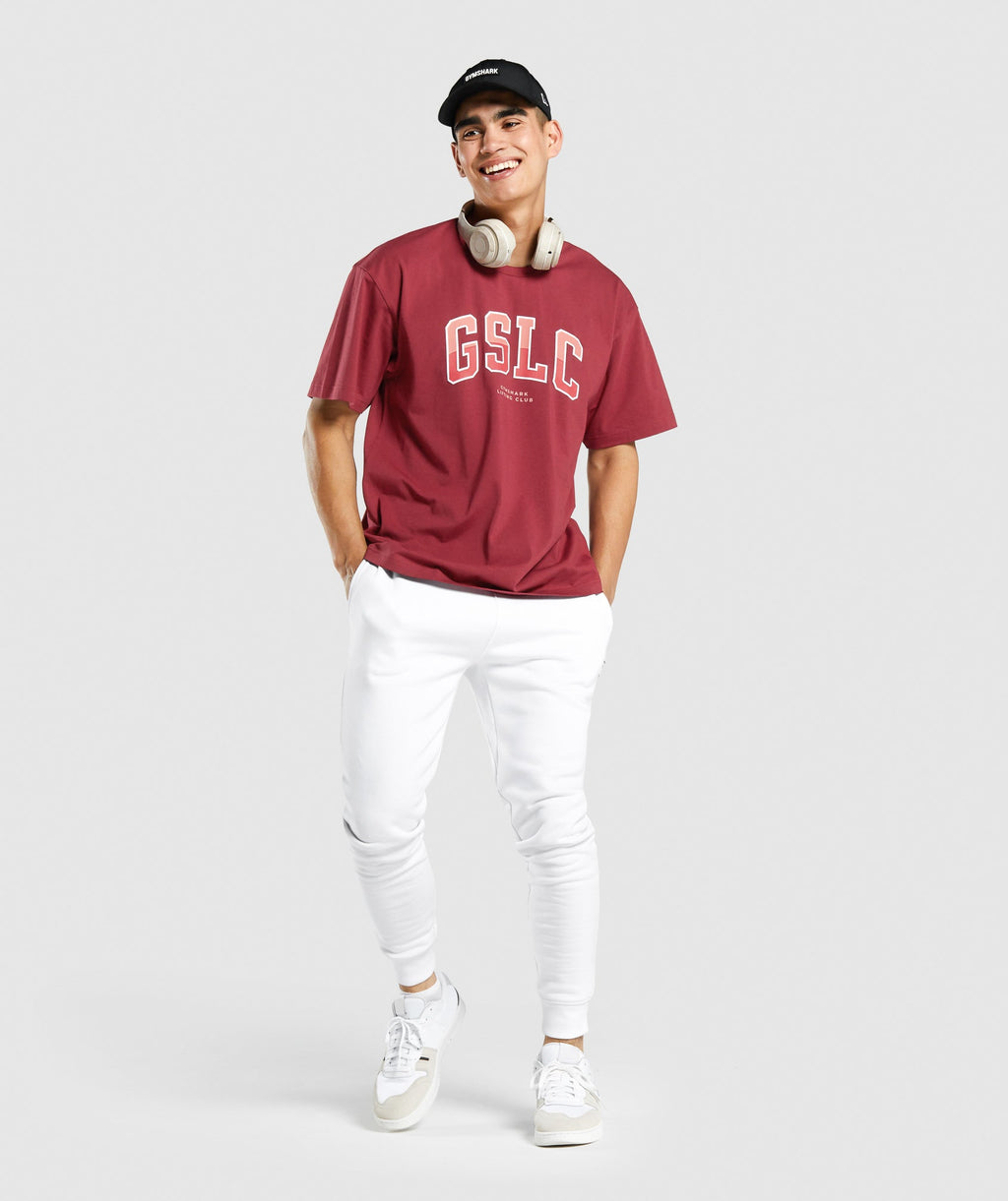 Gymshark GSLC Collegiate Oversized T-Shirt - Burgundy