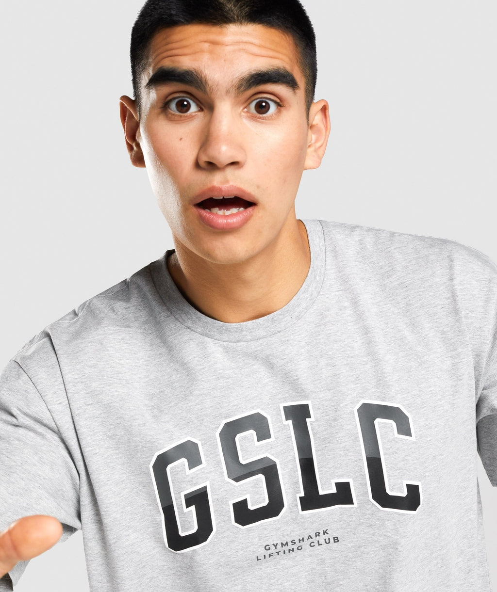 Gymshark GSLC Collegiate Oversized T-Shirt - Light Grey Marl