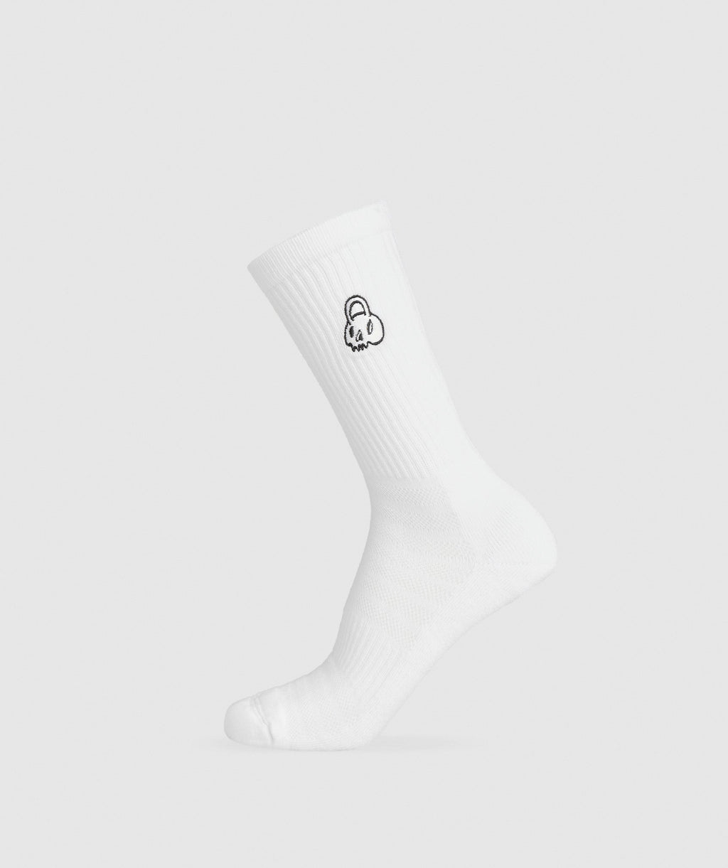Gymshark GFX Kettlebell Crew Sock Single - White