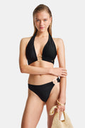 Asymmetric Gold Ring Bikini Bottom - Black Onyx