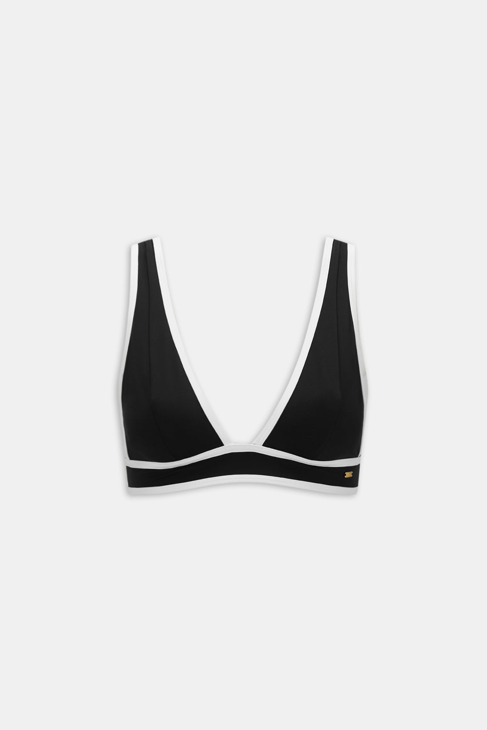 Contrast Plunge Bikini Top - Shadow Black And Coconut Milk
