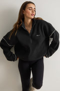 1/4 Zip Fleece Jacket - Black & Ivory