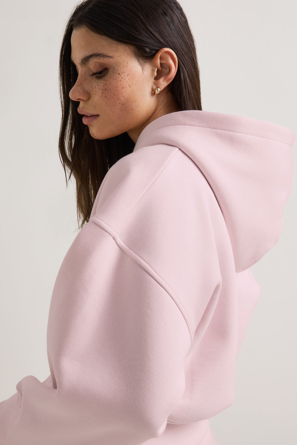 Cocoon Zip Through Hoodie - Ballet Pink
