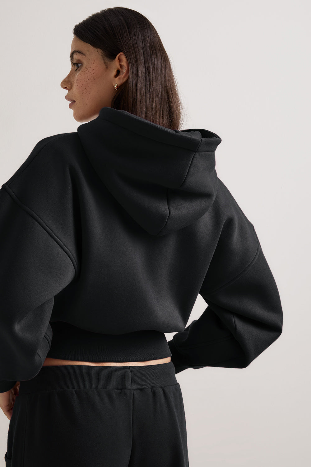 Cocoon Zip Through Hoodie - Black