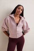 Cocoon Zip Through Hoodie - Blush