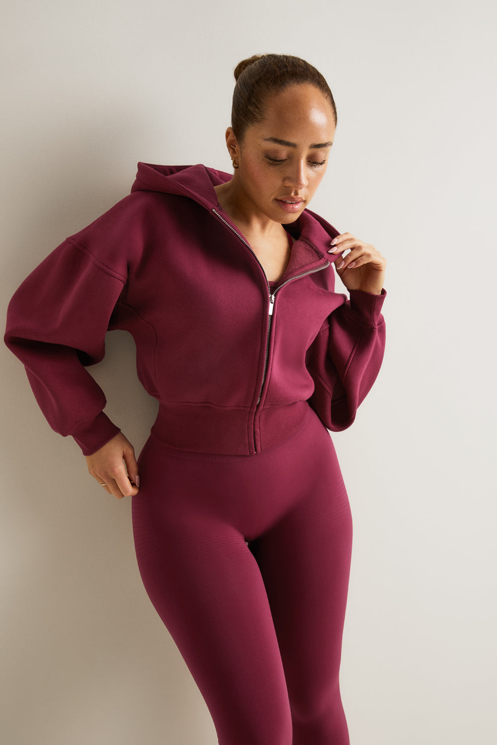 Cocoon Zip Through Hoodie - Cherry Red