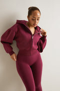Cocoon Zip Through Hoodie - Cherry Red