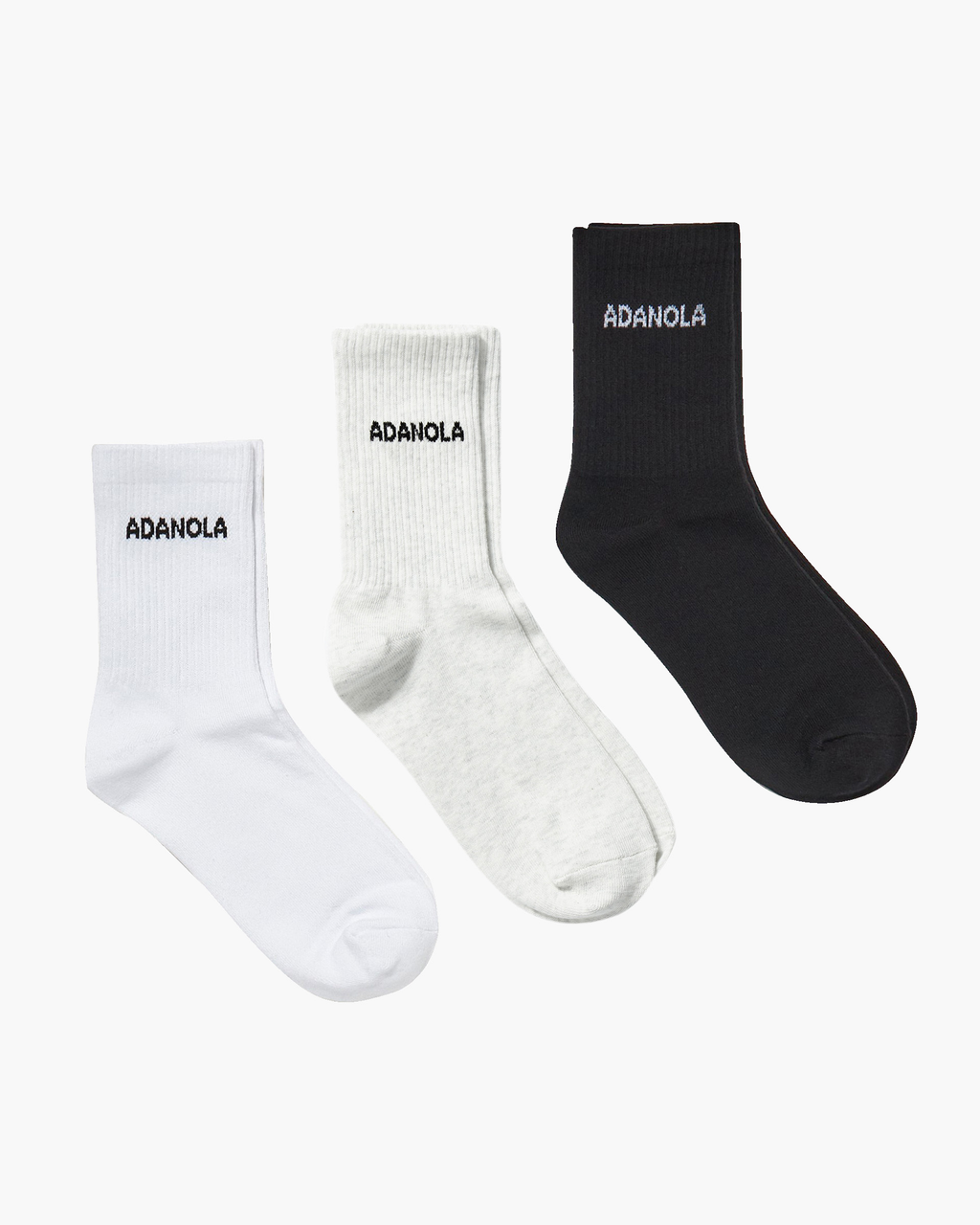 3 Pack Socks - White, Black, Grey