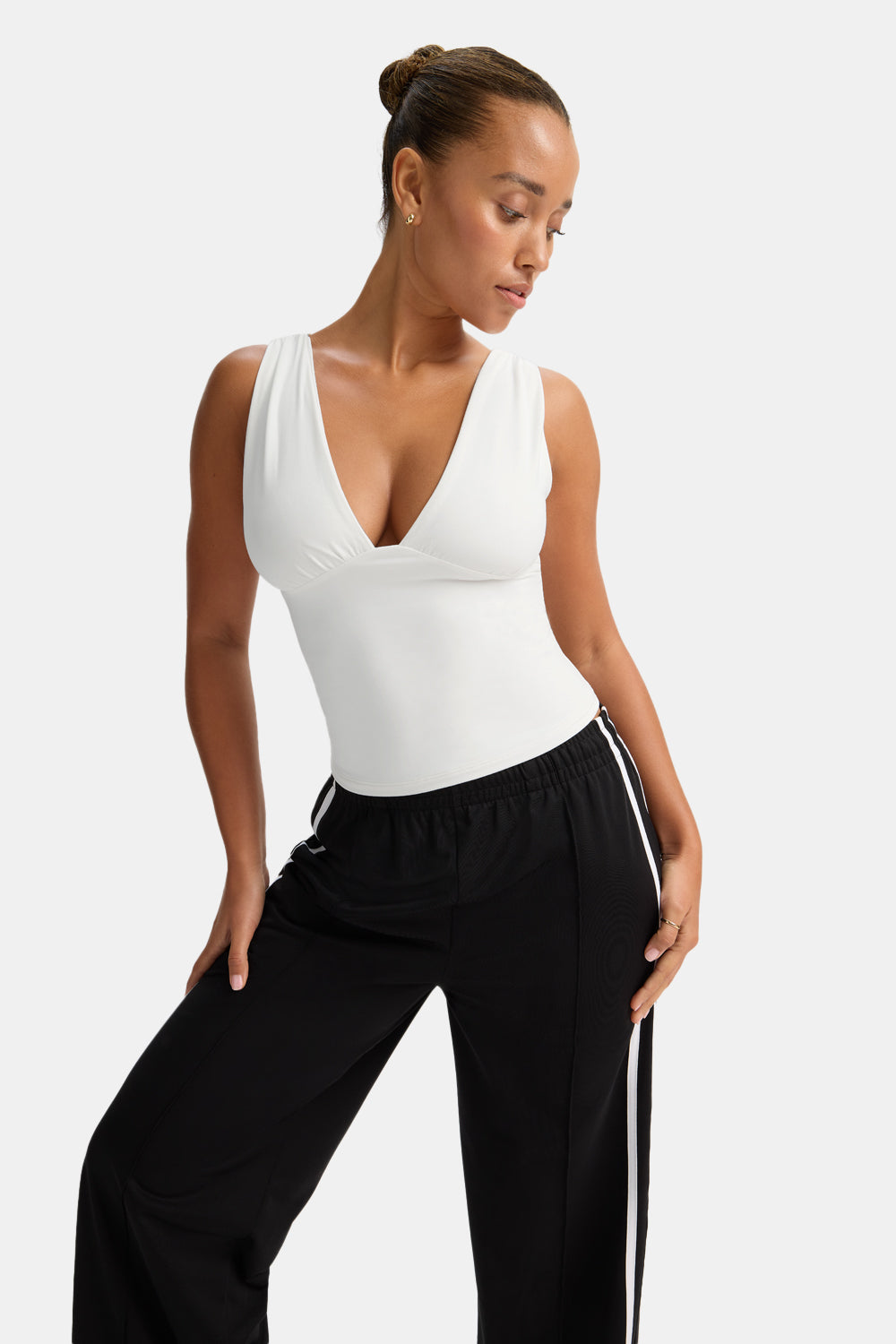 365 Plunge Neckline Top - Coconut Milk