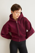 Cocoon Zip Through Hoodie - Port Red