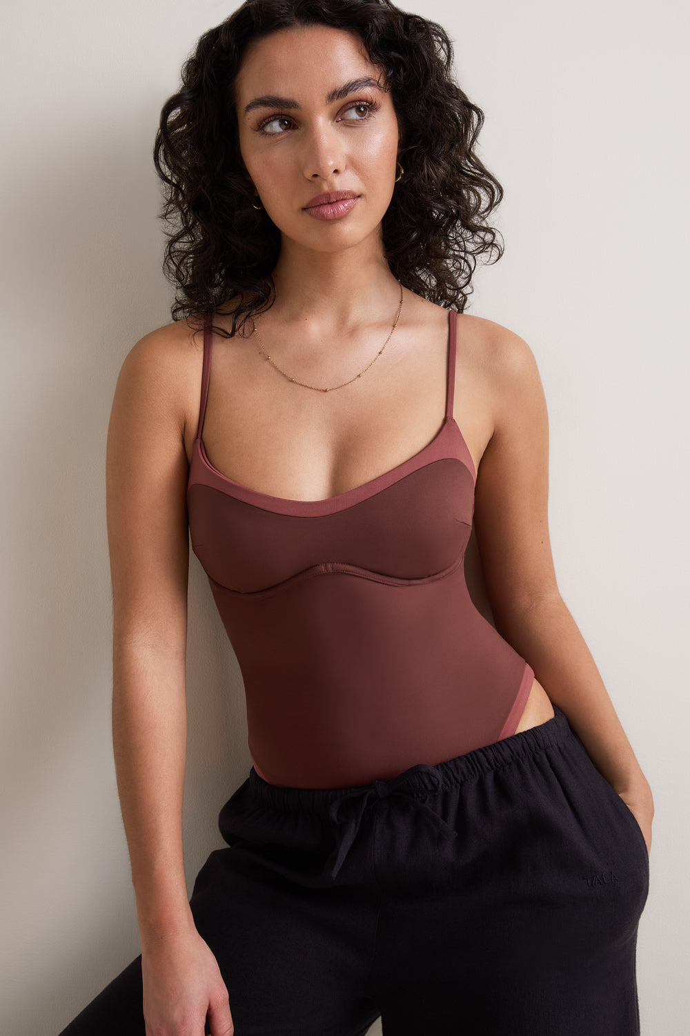 Contrast Underwired Swimsuit - Deep Rust