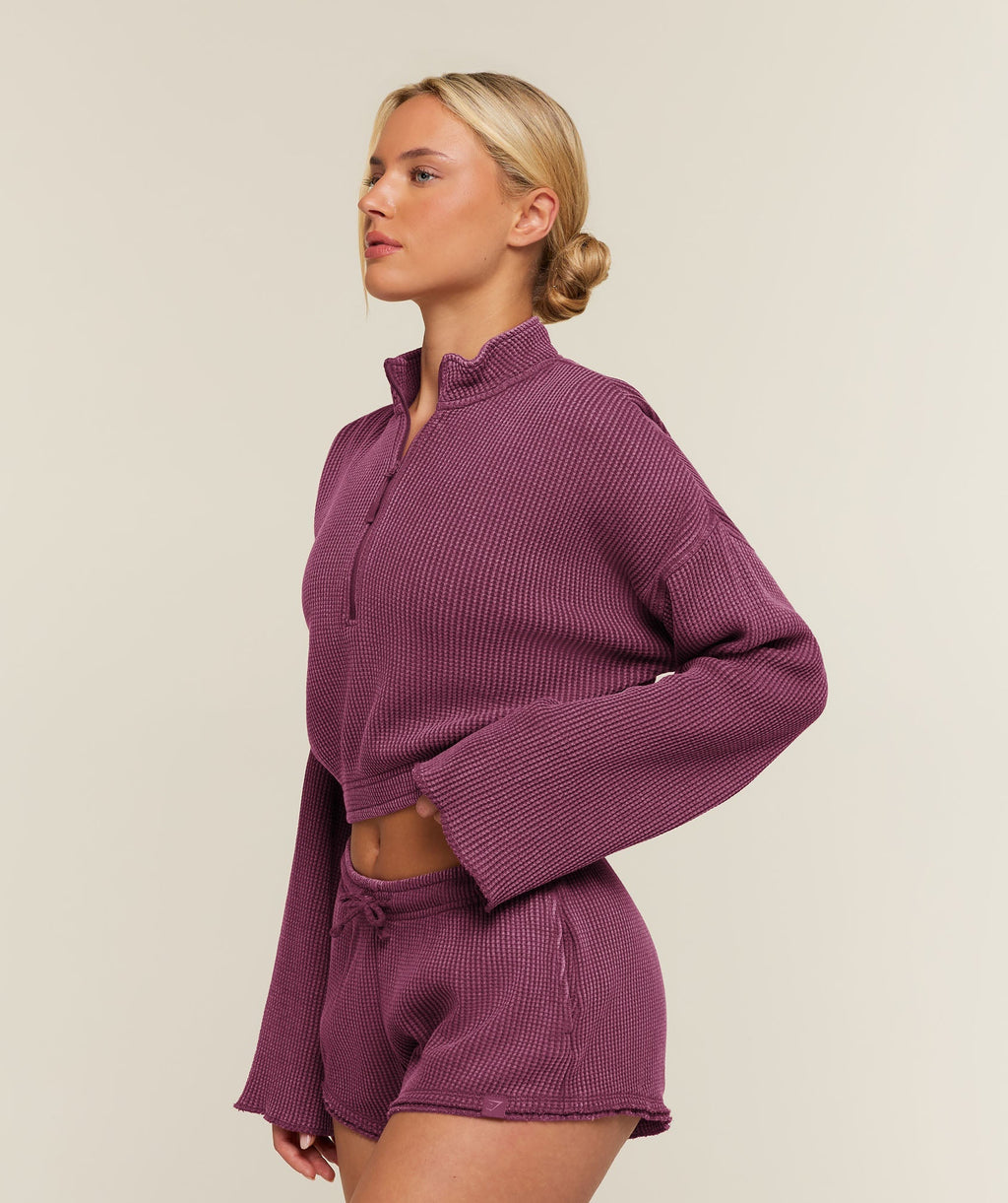 Gymshark Washed Waffle 1/4 Zip - Strength Pink/Wash