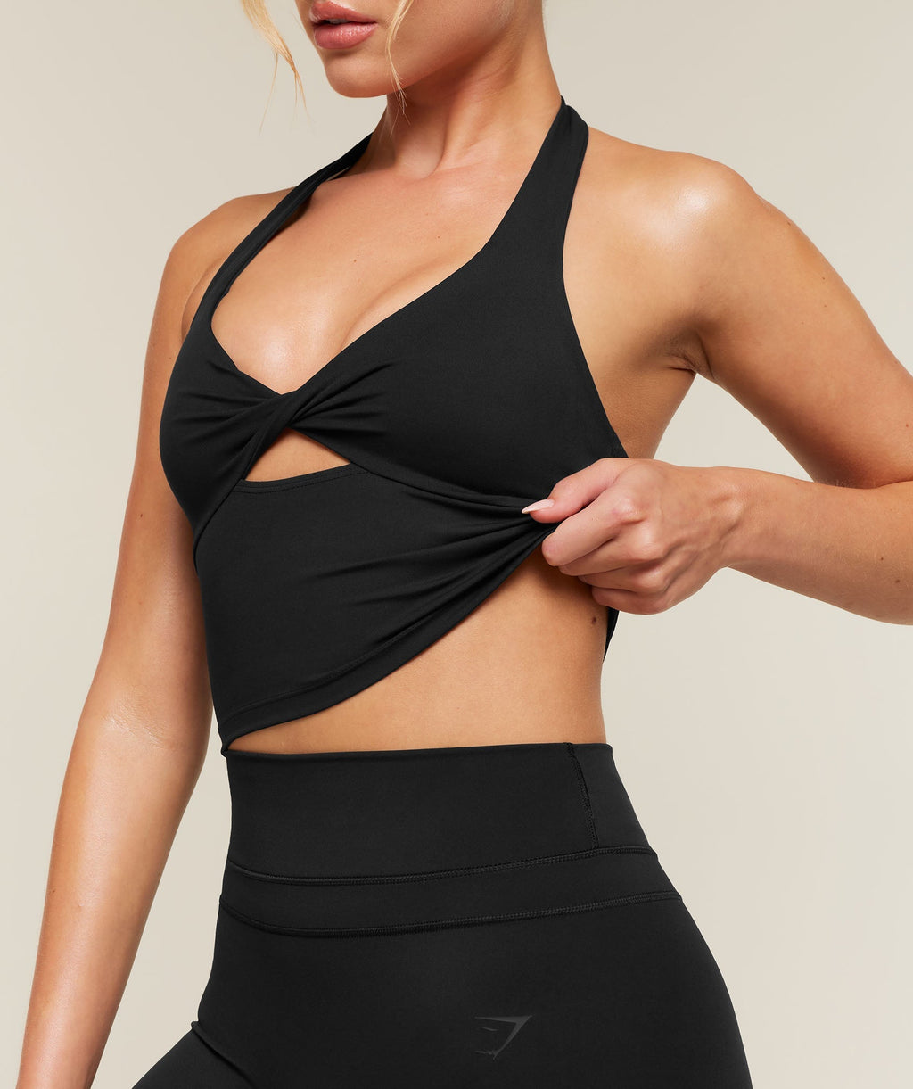 Gymshark Whitney Twist Front Shelf Tank - Black