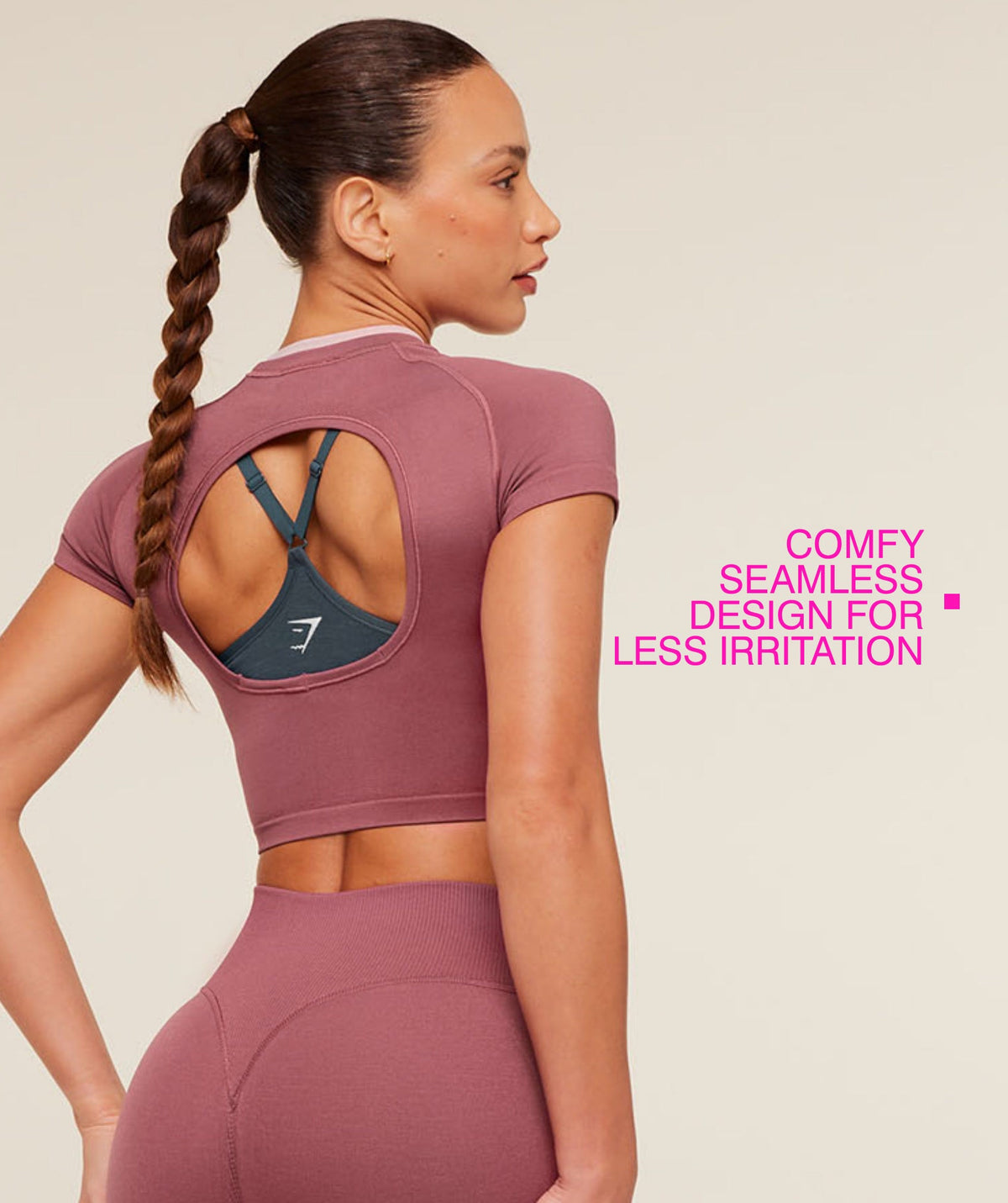Gymshark Relay Seamless Short Sleeve Crop Top - Reset Pink/Light Pink