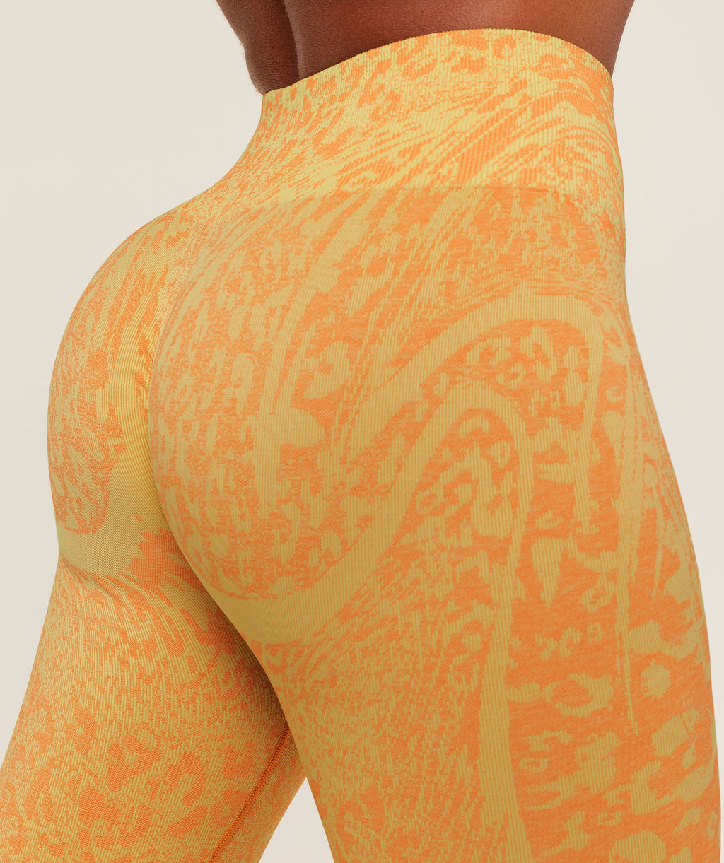 Gymshark Adapt Animal Leggings - Sorbet Yellow/Dayglow Peach