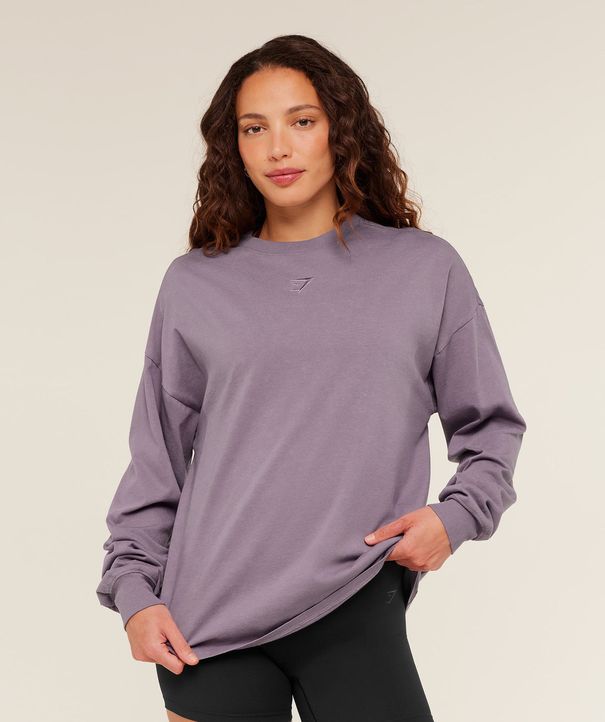Gymshark Power Washed Long Sleeve Top - Dusk Purple/Acid Wash Small Ball
