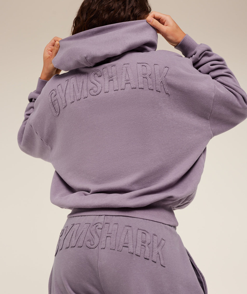 Gymshark Power Washed Oversized Hoodie - Dusk Purple/Acid Wash Small Ball