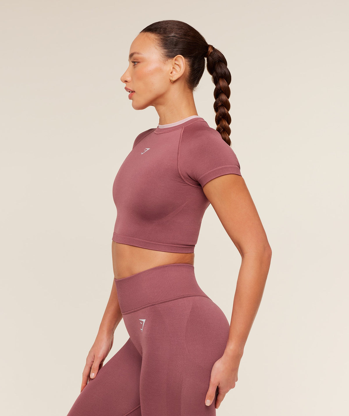 Gymshark Relay Seamless Short Sleeve Crop Top - Reset Pink/Light Pink