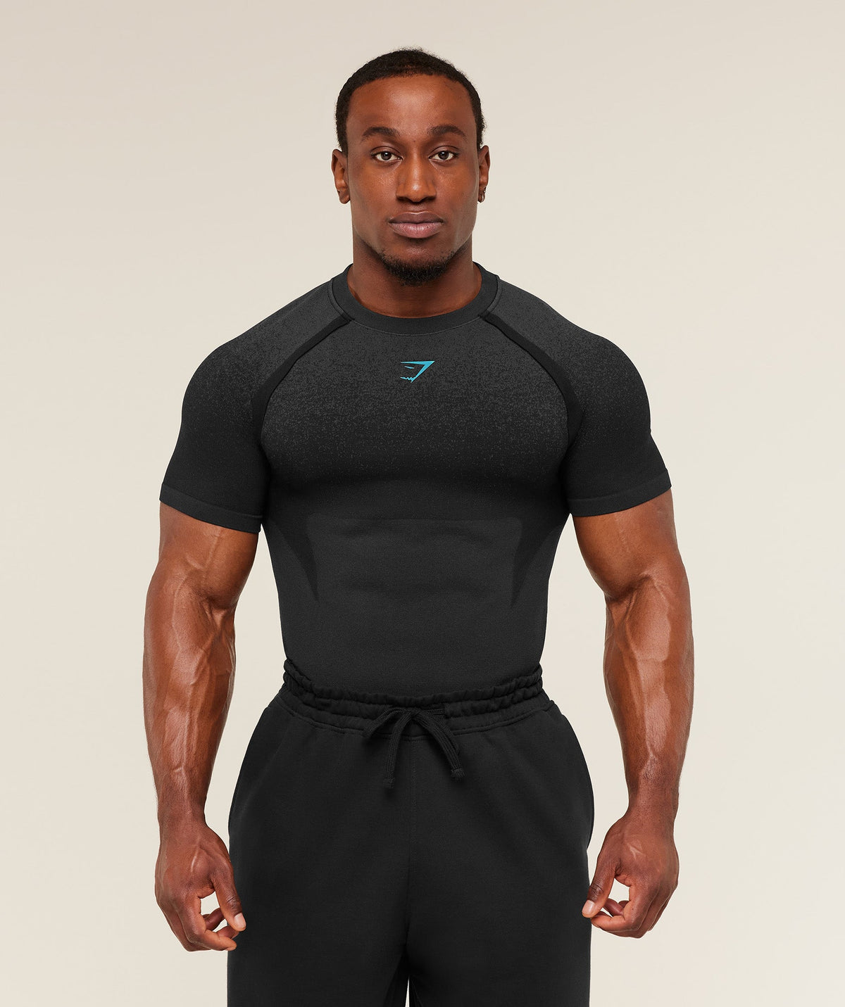 Gymshark Shadow Seamless T Shirt - Black/Brand Blue