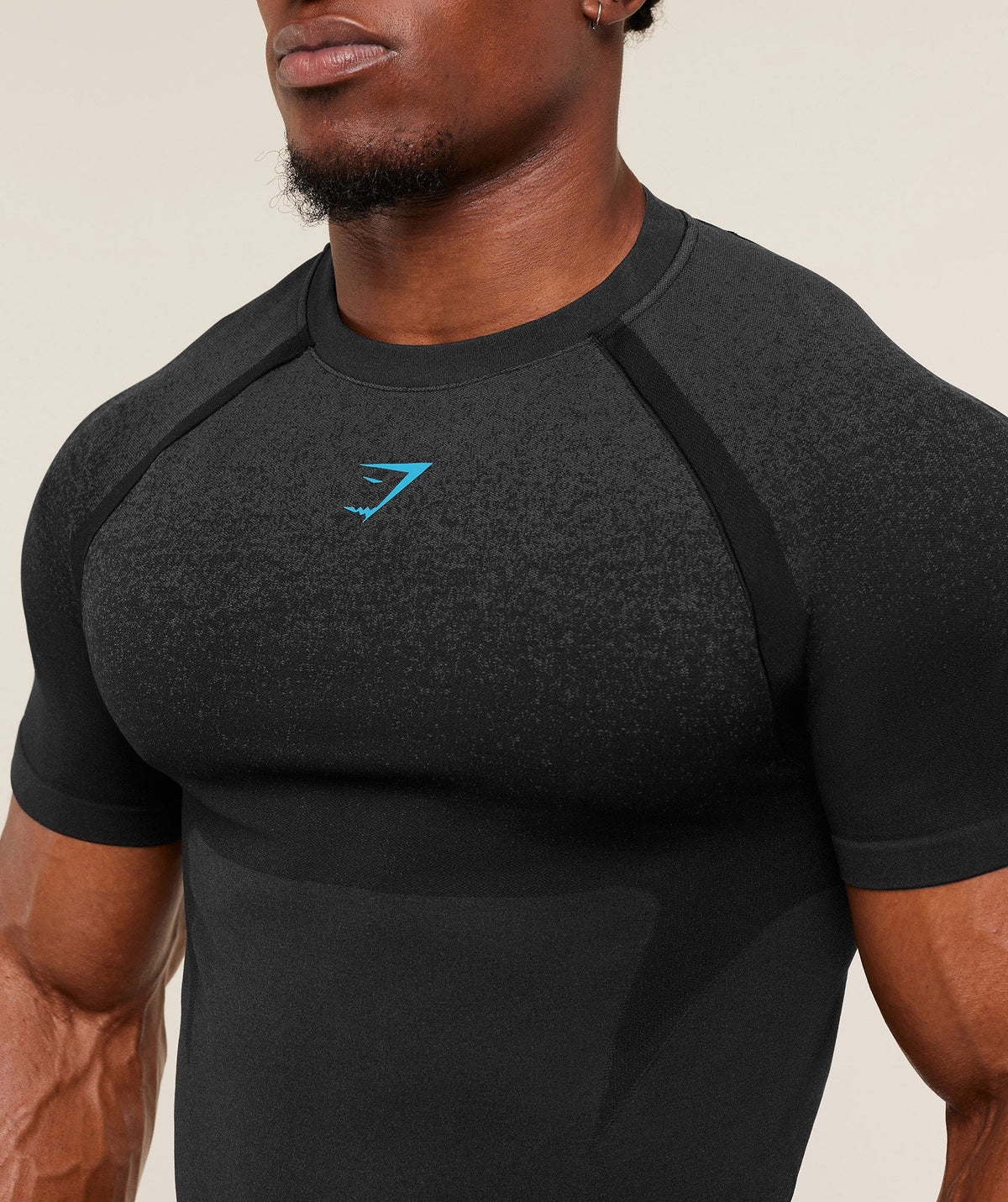 Gymshark Shadow Seamless T Shirt - Black/Brand Blue