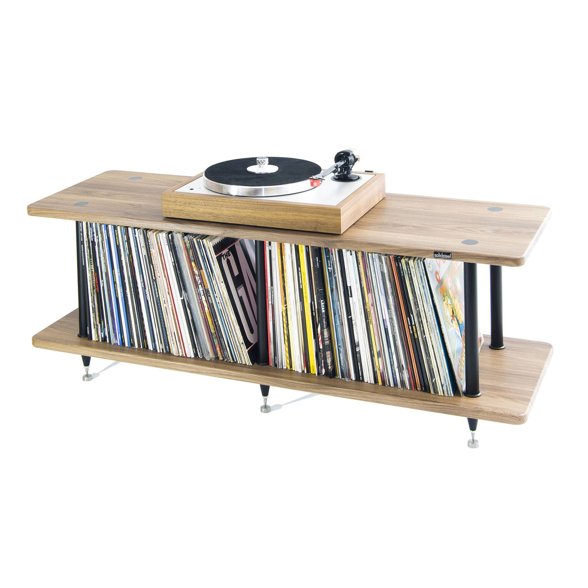 Solidsteel: Solidsteel: VL-2 Turntable Shelf + Vinyl Record Storage - Walnut